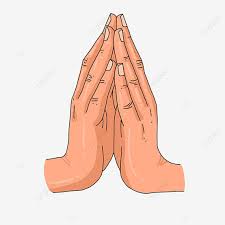 folded or clasped together when praying ...
